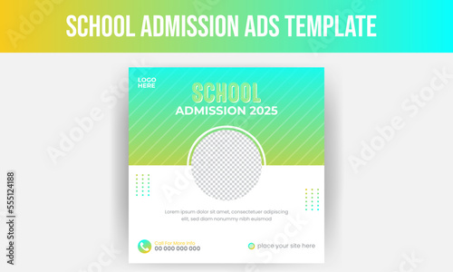 School admission social media ads template design. For web ads, summer camp flyer design.