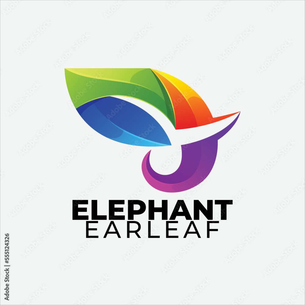 Gradient elephant ear leaf vector logo design template Gradient elephant ear leaf vector logo design template