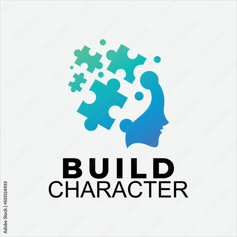 Build character vector logo design illustration icon Build character vector logo design illustration icon