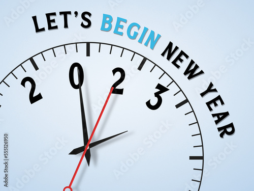 Lets begin new year, wishing happy new year, new year eve greetings and new year wishing clock concept