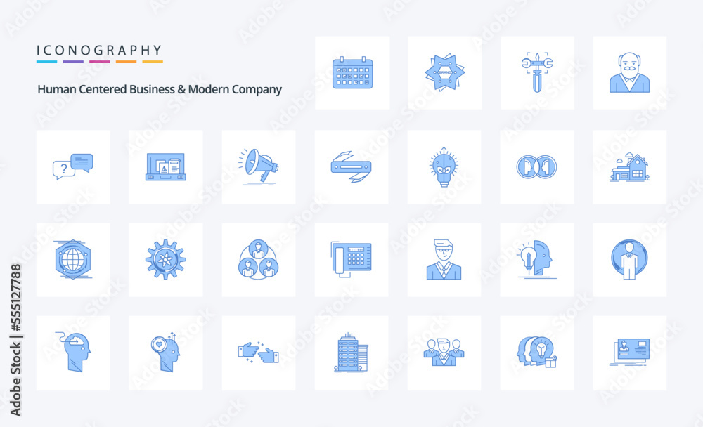 25 Human Centered Business And Modern Company Blue icon pack. Vector icons illustration