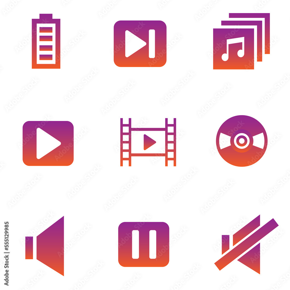Music icons set with vinyl, sound off, broadcast and other pause elements. Isolated jpg illustration music icons. Music icons set with vinyl, sound off, broadcast and other pause elements. Isolated jpg illustration music icons.