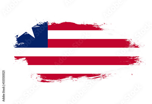 Flag of liberia on white stroke brush background