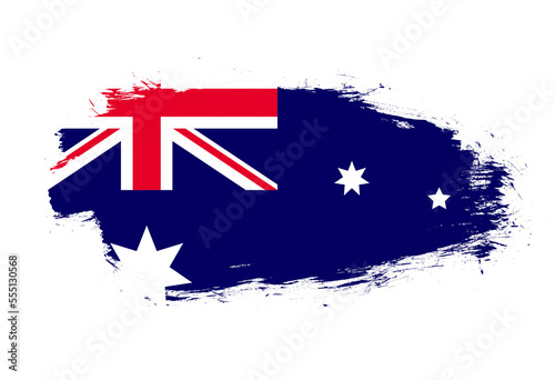 Flag of australia on white stroke brush background