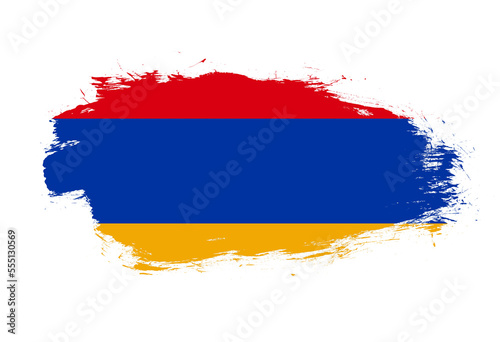 Flag of armenia on white stroke brush background