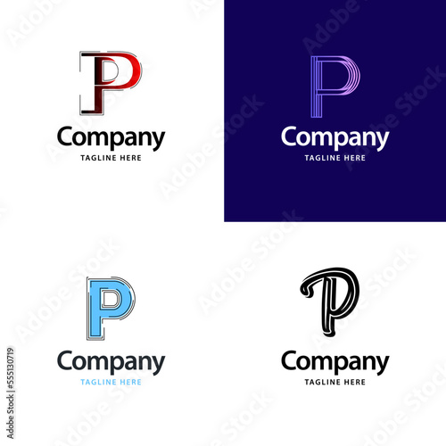 Letter P Big Logo Pack Design. Creative Modern logos design for your business. Vector Brand name illustration