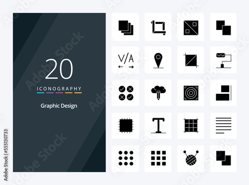 20 Design Solid Glyph icon for presentation. Vector icons illustration photo