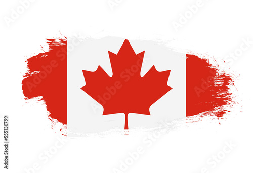 Flag of canada on white stroke brush background