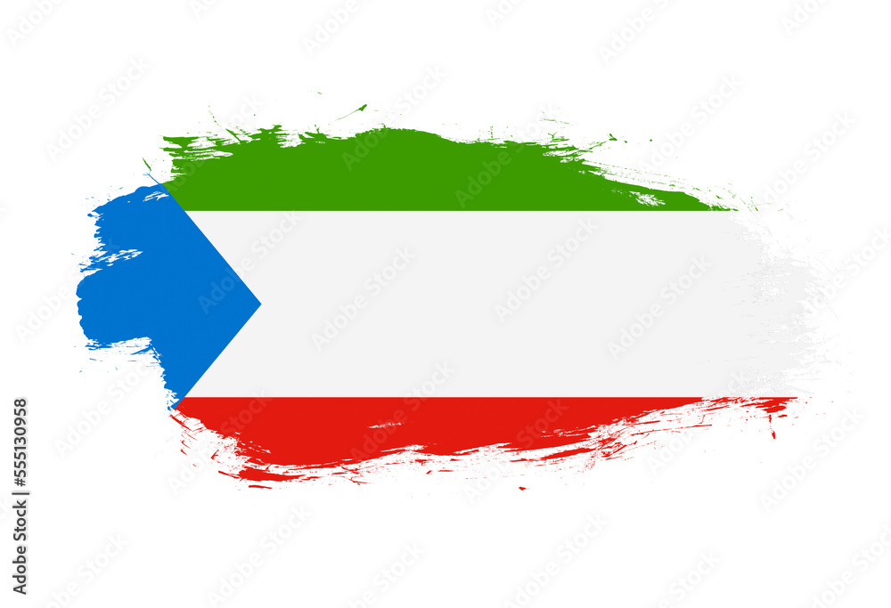 Flag of equatorial guinea on white stroke brush background
