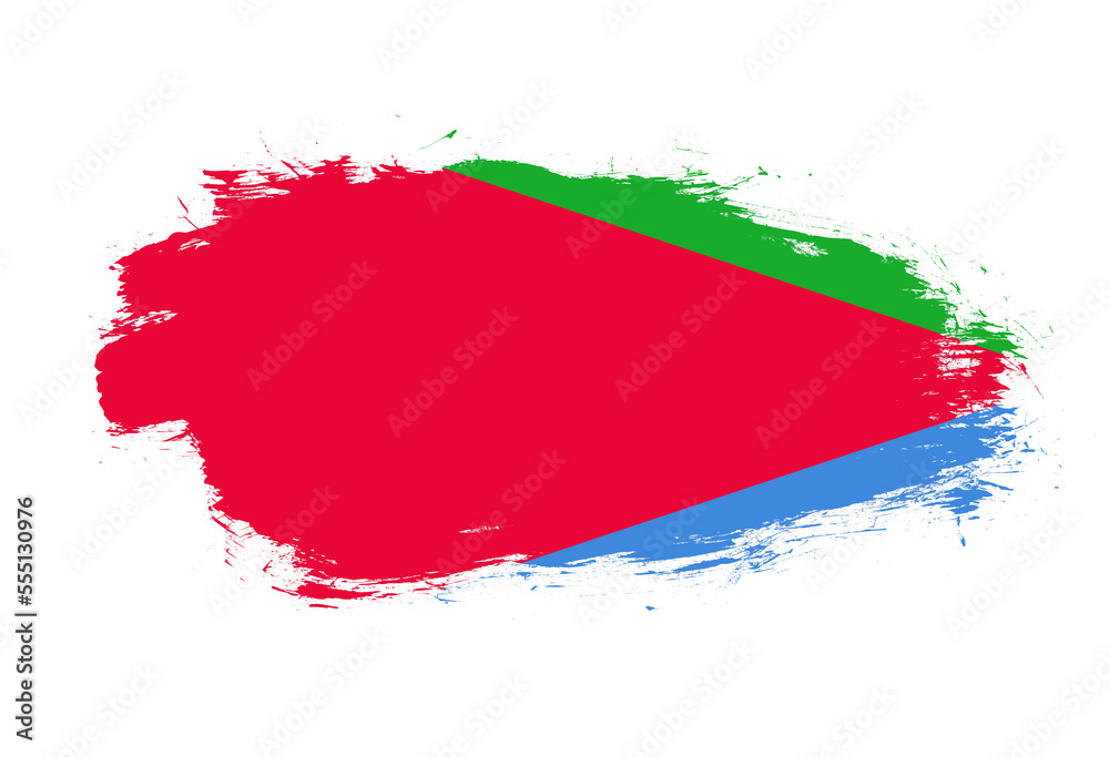Flag of eritrea on white stroke brush background
