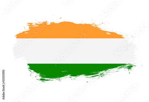 Flag of india on white stroke brush background