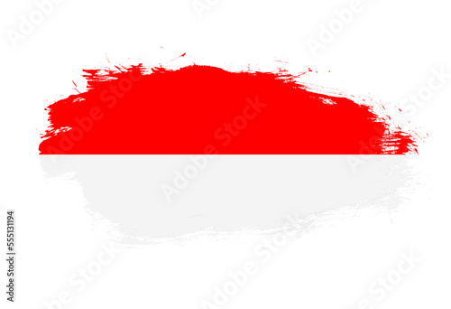 Flag of indonesia on white stroke brush background