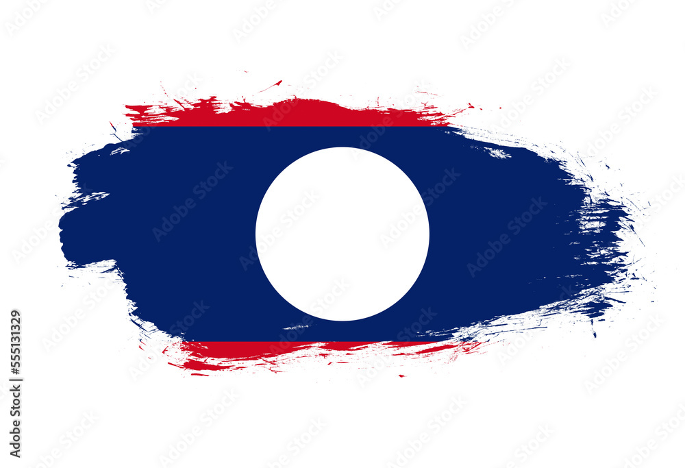 Flag of laos on white stroke brush background Flag of laos on white stroke brush background