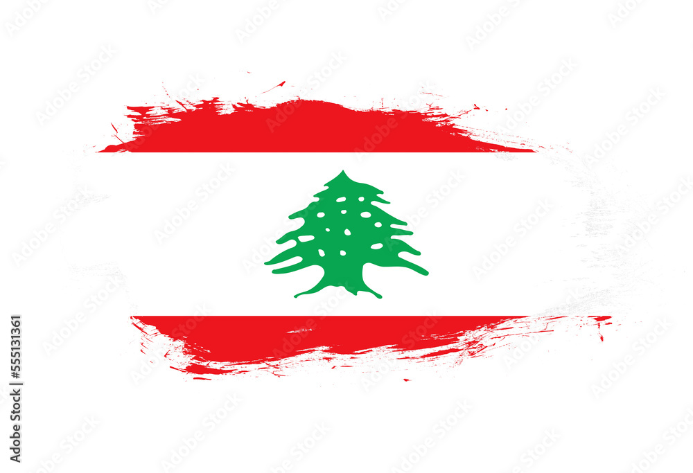 Naklejka premium Flag of lebanon on white stroke brush background