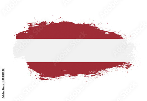 Flag of latvia on white stroke brush background