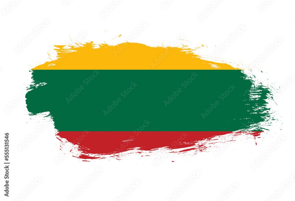 Flag of lithuania on white stroke brush background Flag of lithuania on white stroke brush background