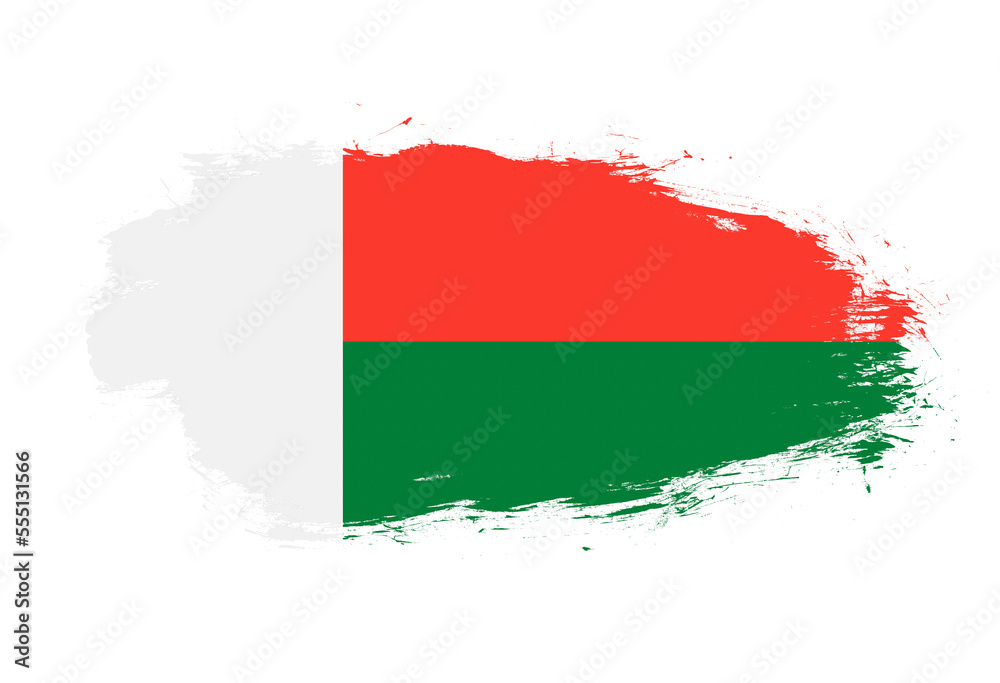 Flag of madagascar on white stroke brush background Flag of madagascar on white stroke brush background