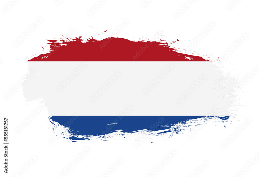Flag of netherlands on white stroke brush background Flag of netherlands on white stroke brush background