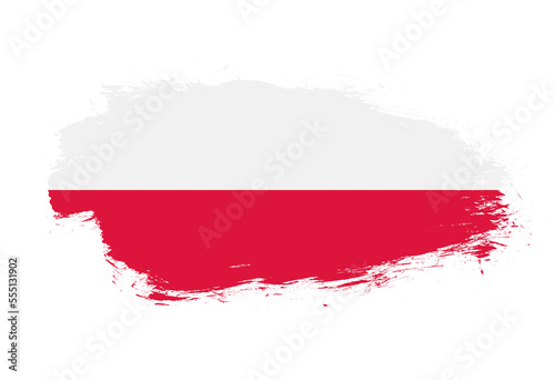 Flag of poland on white stroke brush background