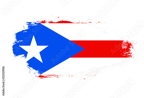 Flag of puerto rico on white stroke brush background