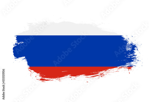 Flag of russia on white stroke brush background