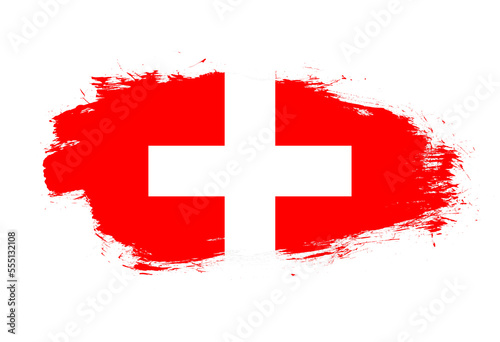 Flag of switzerland on white stroke brush background