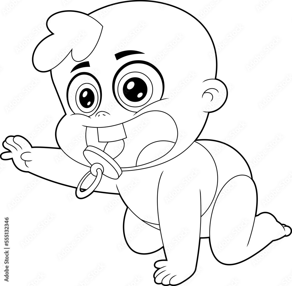 Outlined Cute Baby Boy Cartoon Character Crawling. Vector Hand Drawn Illustration Isolated On Transparent Background Outlined Cute Baby Boy Cartoon Character Crawling. Vector Hand Drawn Illustration Isolated On Transparent Background