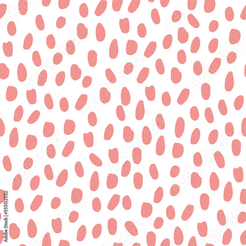 Abstract spotted seamless pattern in pastel colors. Background with pink brush strokes. Vector hand-drawn illustration. Perfect for decorations, wallpaper, wrapping paper, fabric.
