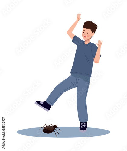 man suffering from arachnophobia