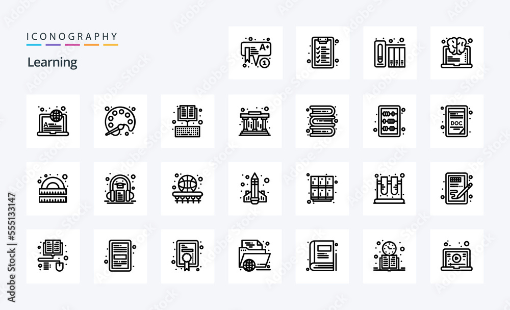 25 Learning Line icon pack