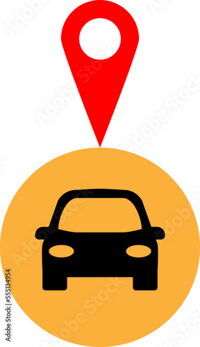 Location Icon on a Car Symbol