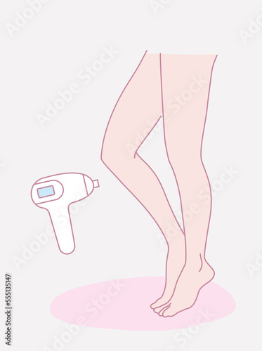 Beautiful female smooth legs. Laser and wax epilation. Hair removal. Beauty body care concept. Vector design illustration.