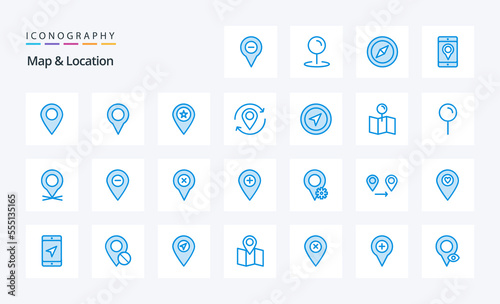 25 Map Location Blue icon pack