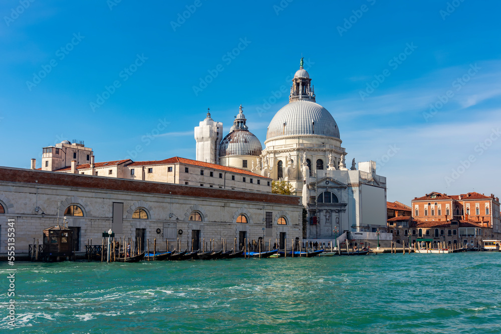 Santa Maria della Salute cathedral and Grand canal in Venice, Italy