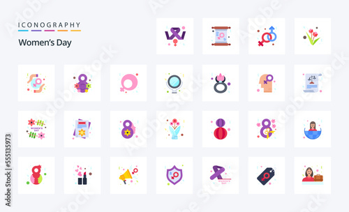 25 Womens Day Flat color icon pack