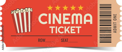 Retro movie vector ticket