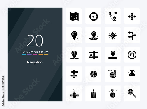 20 Navigation Solid Glyph icon for presentation photo