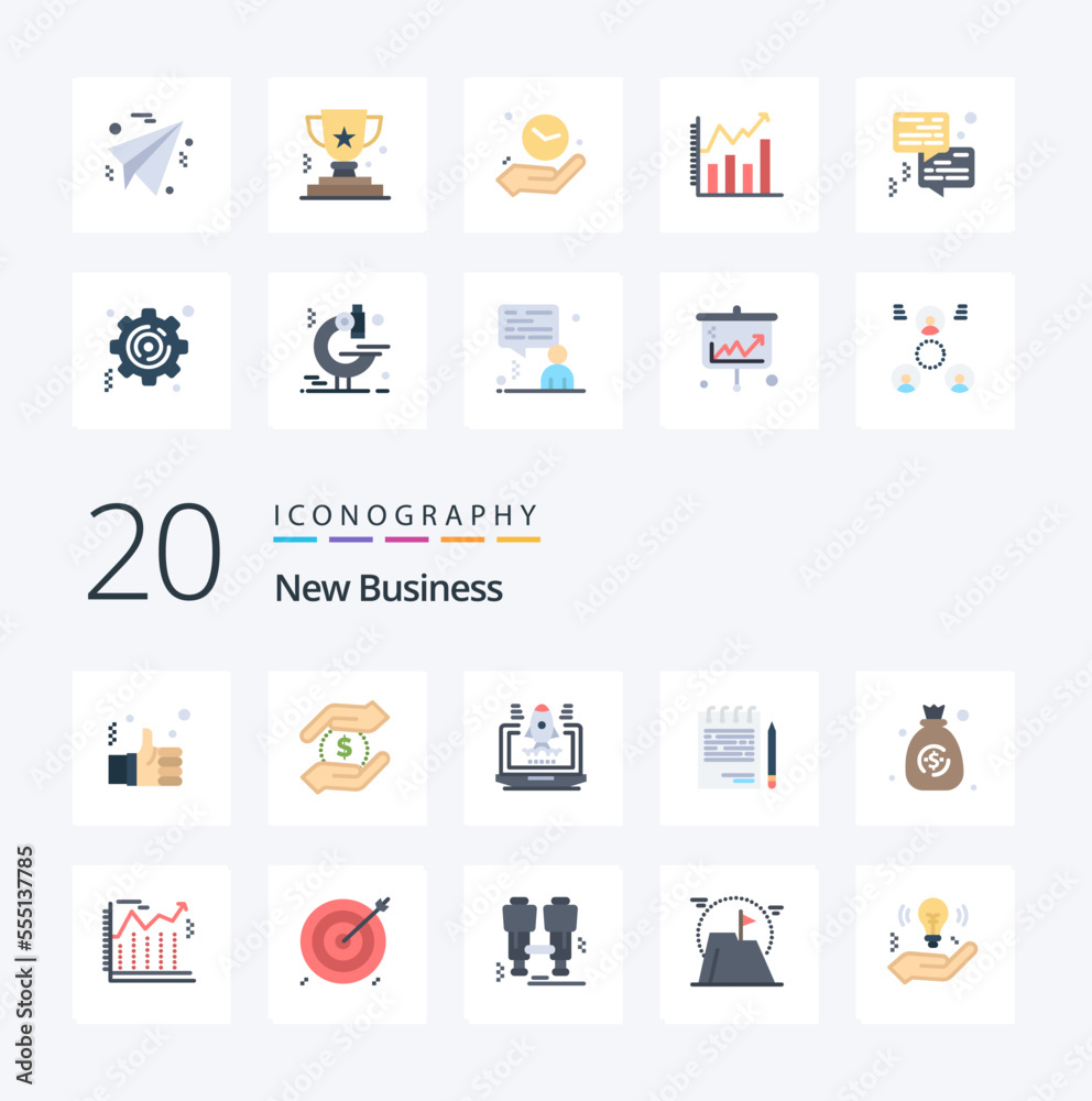 20 New Business Flat Color icon Pack like bag list money corporate business