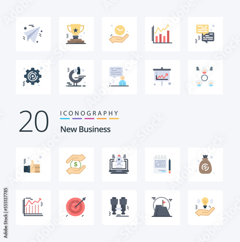 20 New Business Flat Color icon Pack like bag list money corporate business © Muhammad
