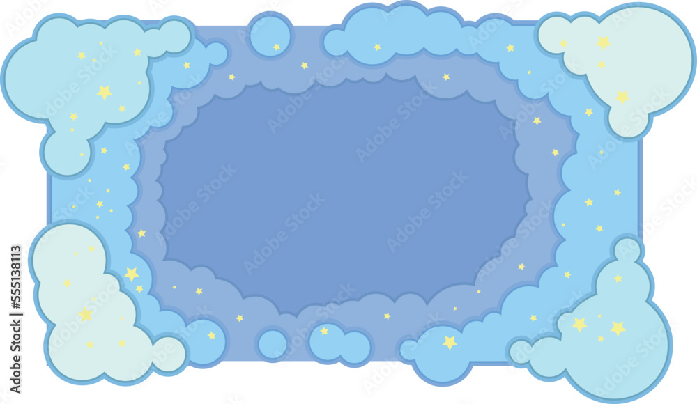 ゆめかわ星雲ふわふわフレーム　水色　16：9