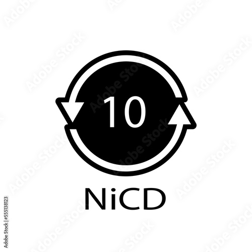 Battery recycling code 10 NiCD . Vector illustration