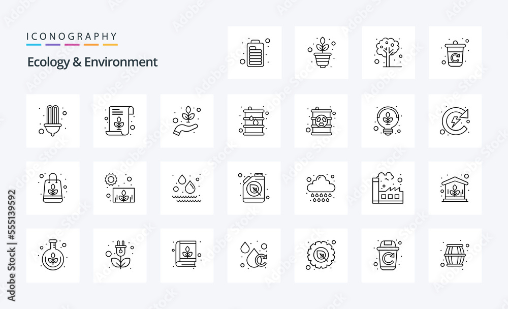 25 Ecology And Environment Line icon pack