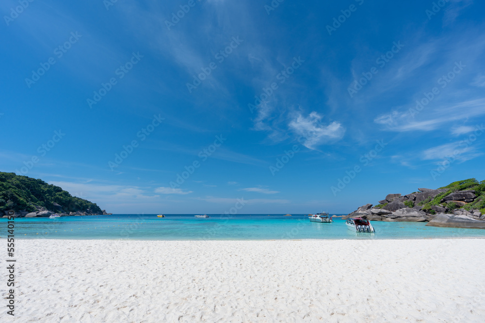 Beautiful nature of the islands in the sunny day with the Andaman Sea background at Similan Islands, island No.8 at Similan national park, Phang nga Thailand