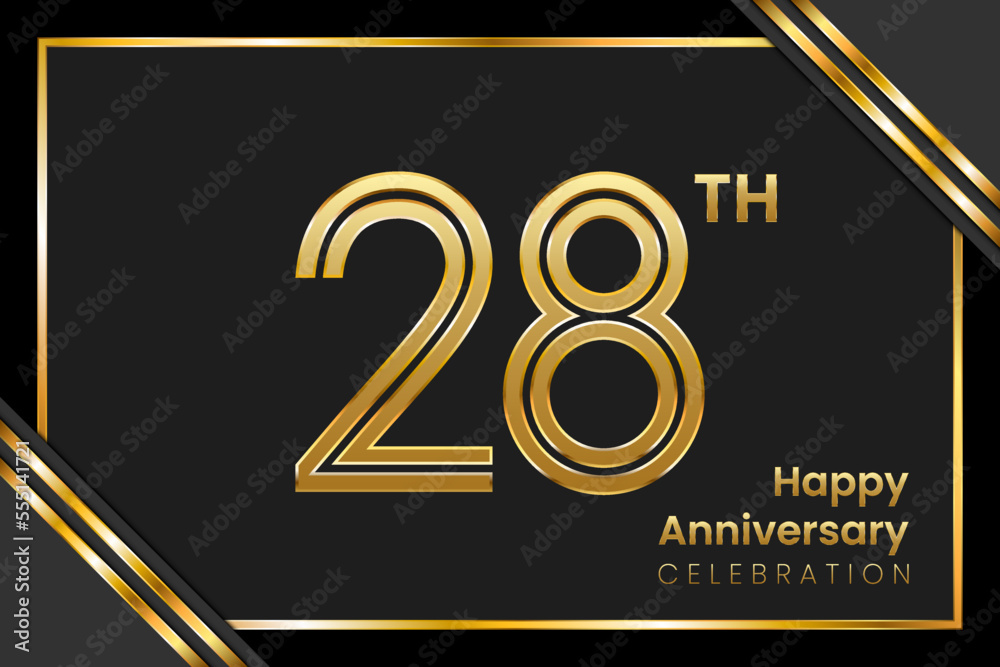 28th Anniversary. Anniversary Template Design With Golden Text, Vector Template Illustration 28th Anniversary. Anniversary Template Design With Golden Text, Vector Template Illustration