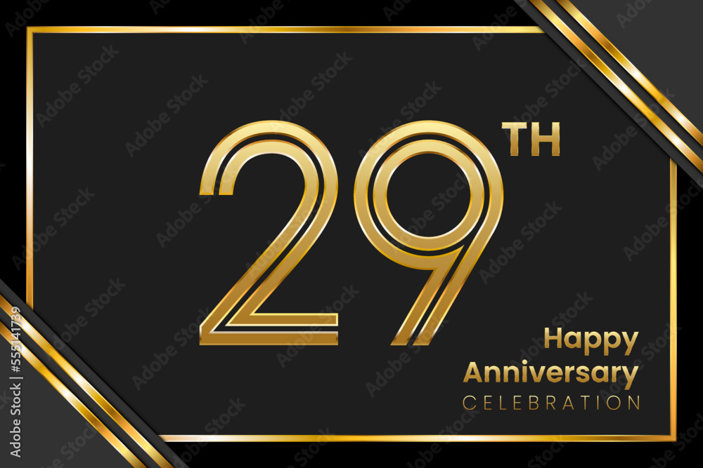 29th Anniversary. Anniversary Template Design With Golden Text, Vector Template Illustration 29th Anniversary. Anniversary Template Design With Golden Text, Vector Template Illustration