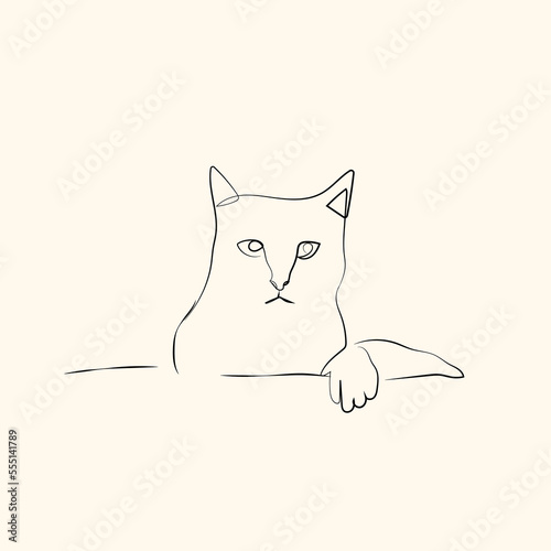 Continuous one line drawing of two happy cats silhouettes. Simple ink drawing sitting cats cute vector illustration. Doodle animals icons minimalistic line art.