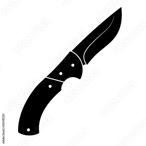 Jackknife icon. Black folding knife icon isolated on white background. Vector illustration in flat design.