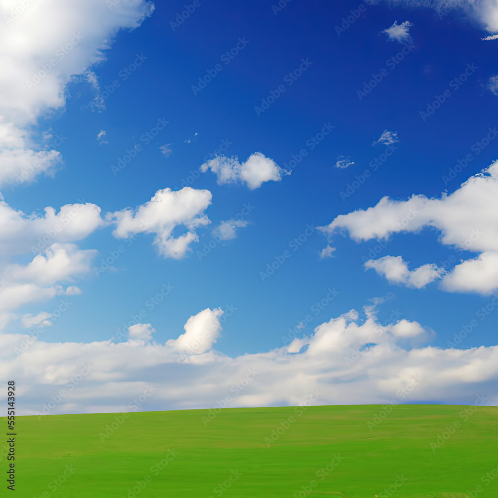 Fototapeta premium Landscape - grass and sky - generative ai