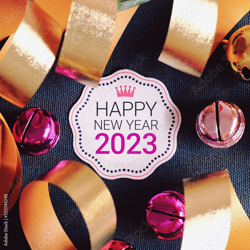 Happy New Year 2023 with decoration.