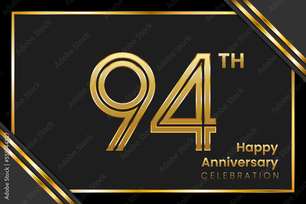 94th Anniversary. Anniversary Template Design With Golden Text, Vector Template Illustration 94th Anniversary. Anniversary Template Design With Golden Text, Vector Template Illustration
